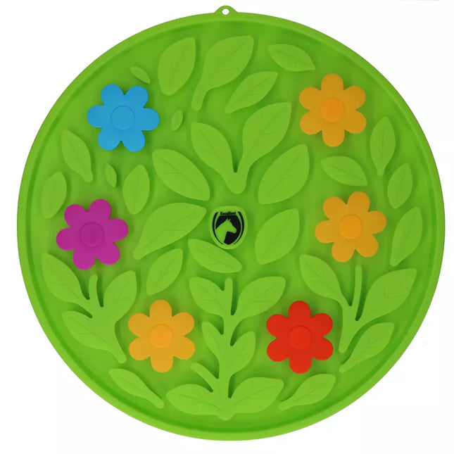 Snuffelmat rond met bloemen paarden