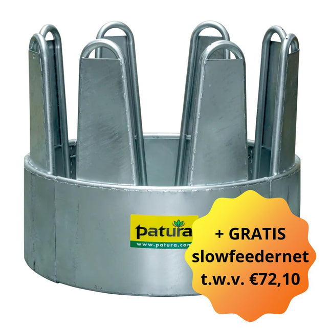 Ronde ruif met slowfeedernet voor paarden met 8 voederplaatsen