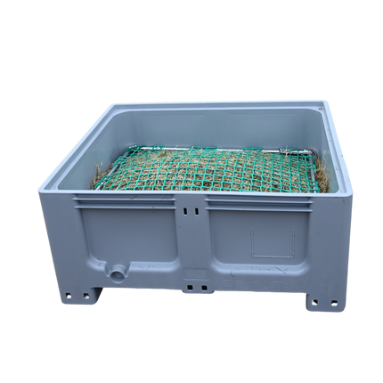 Grijze lage slowfeeder XXL formaat, speciaal ontworpen voor pony’s